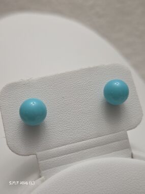 D'Joy Turquoise Stud Earrings in Rhodium Over Sterling Silver